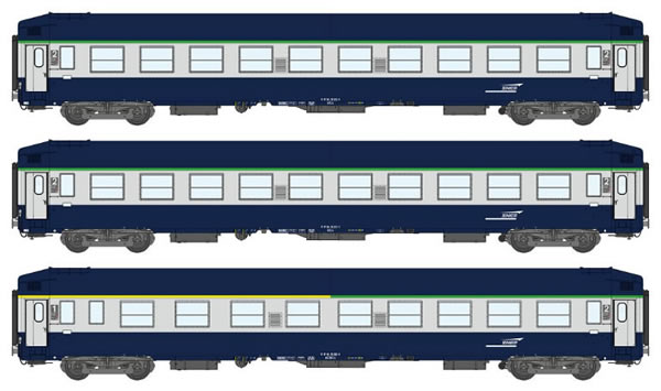 REE Modeles VB-191 - 3pc Class Passenger Coach Set COFFRET UIC